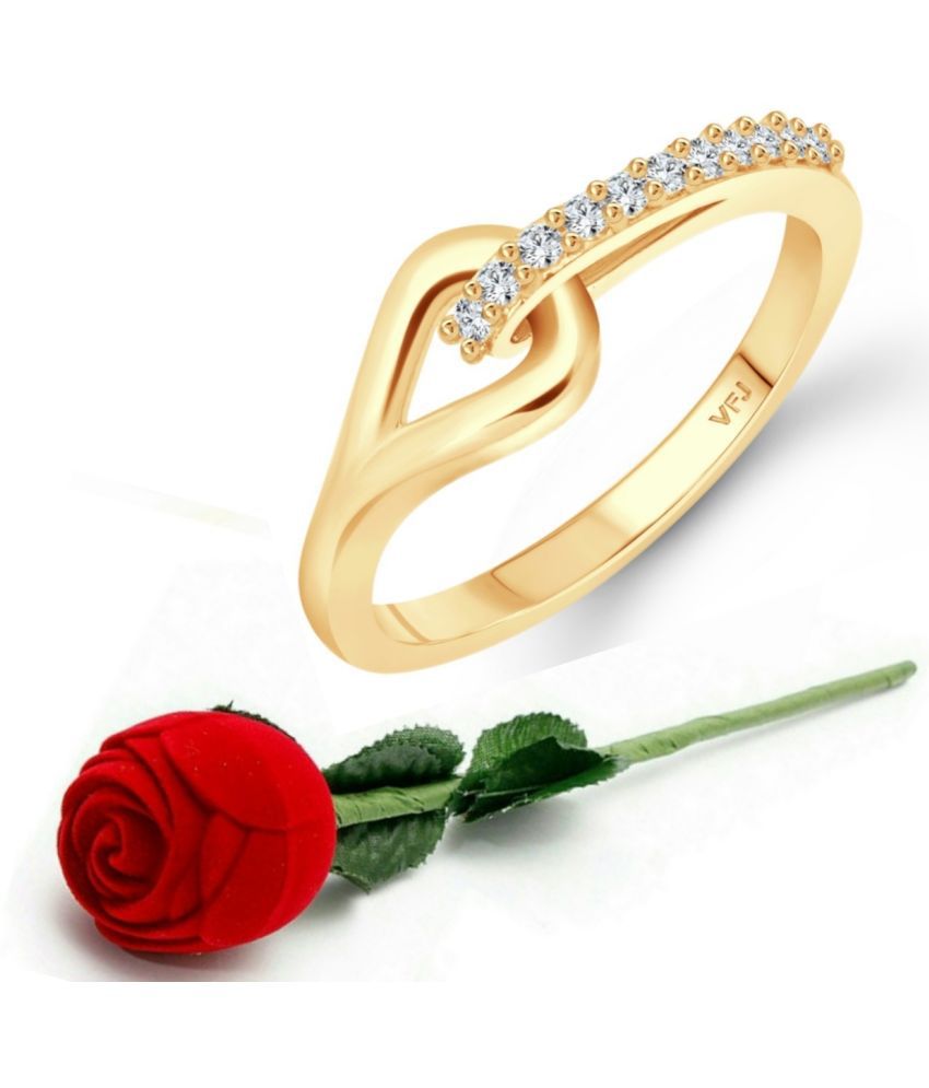     			valentine day ring rose box  Floral (CZ) Gold Plated  Ring