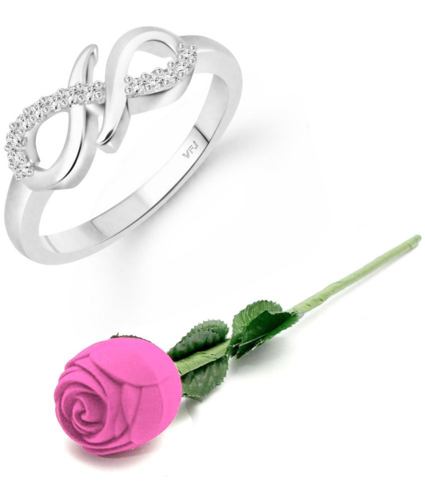    			valentine day ring rose box  Stylish (CZ) Rhodium Plated  Ring