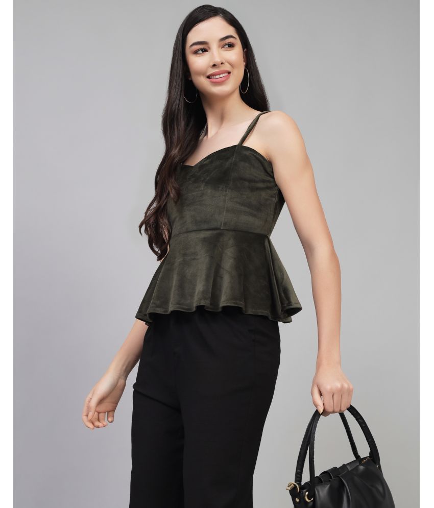     			Addyvero Velvet Crop Tops - Green Single