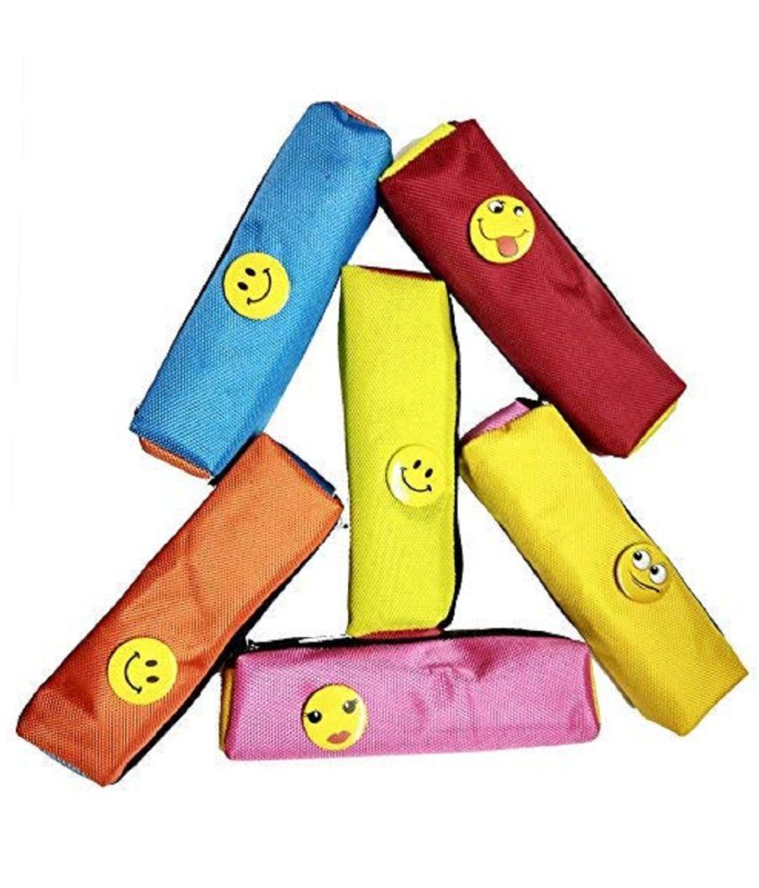     			KIVYA Smiley Pen Pencil Pouches for Kids School Stationary Return Gifts for Kids Birthday Party,Multicolor-Pack of 6