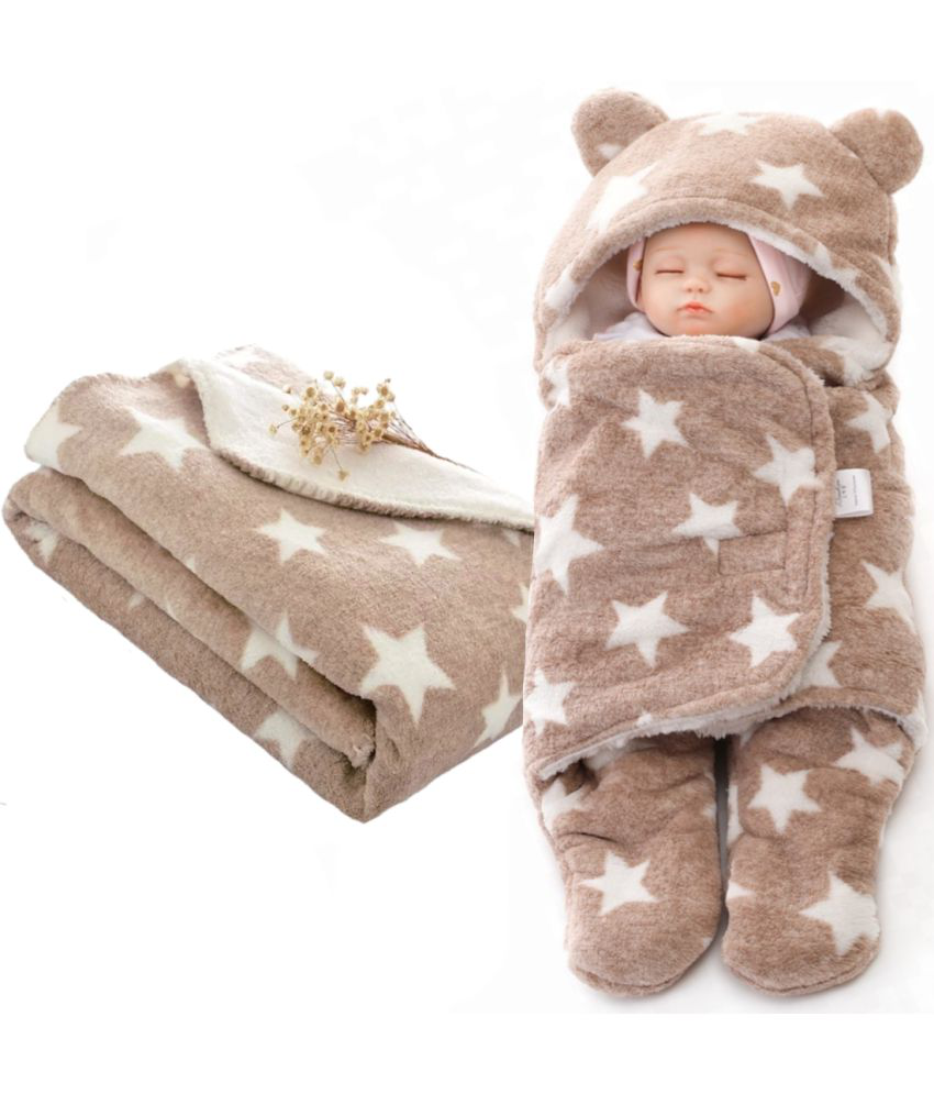Brandonn Multi-Colour Poly Cotton Baby Blanket ( 100 cm × 75 cm- 2 pcs)