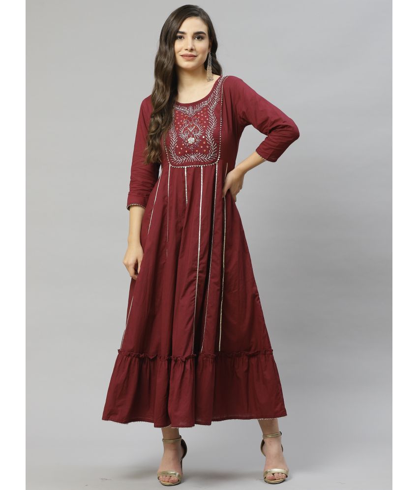     			JC4U Cotton Red A- line Dress - Single