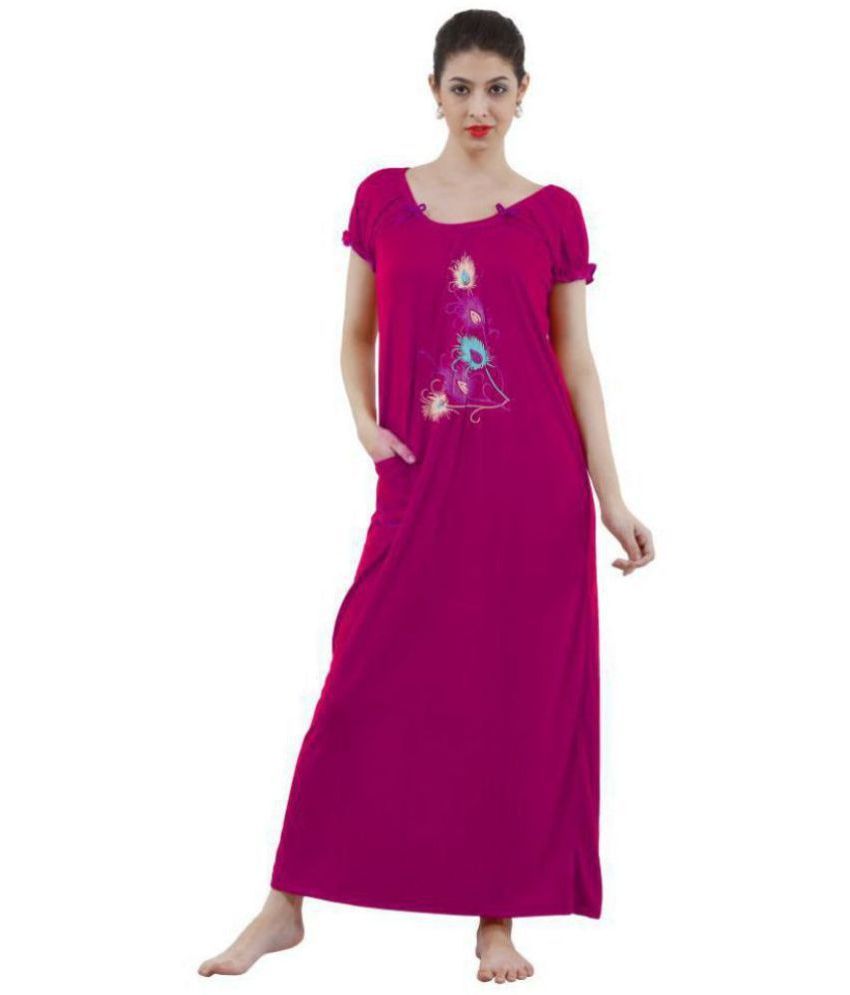     			Romaisa Satin Nighty & Night Gowns - Pink Single