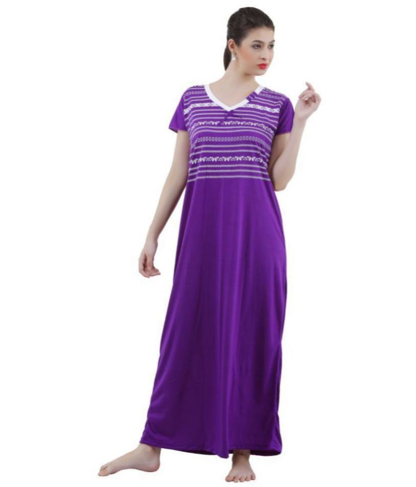     			Romaisa Viscose Night Dress - Purple Single