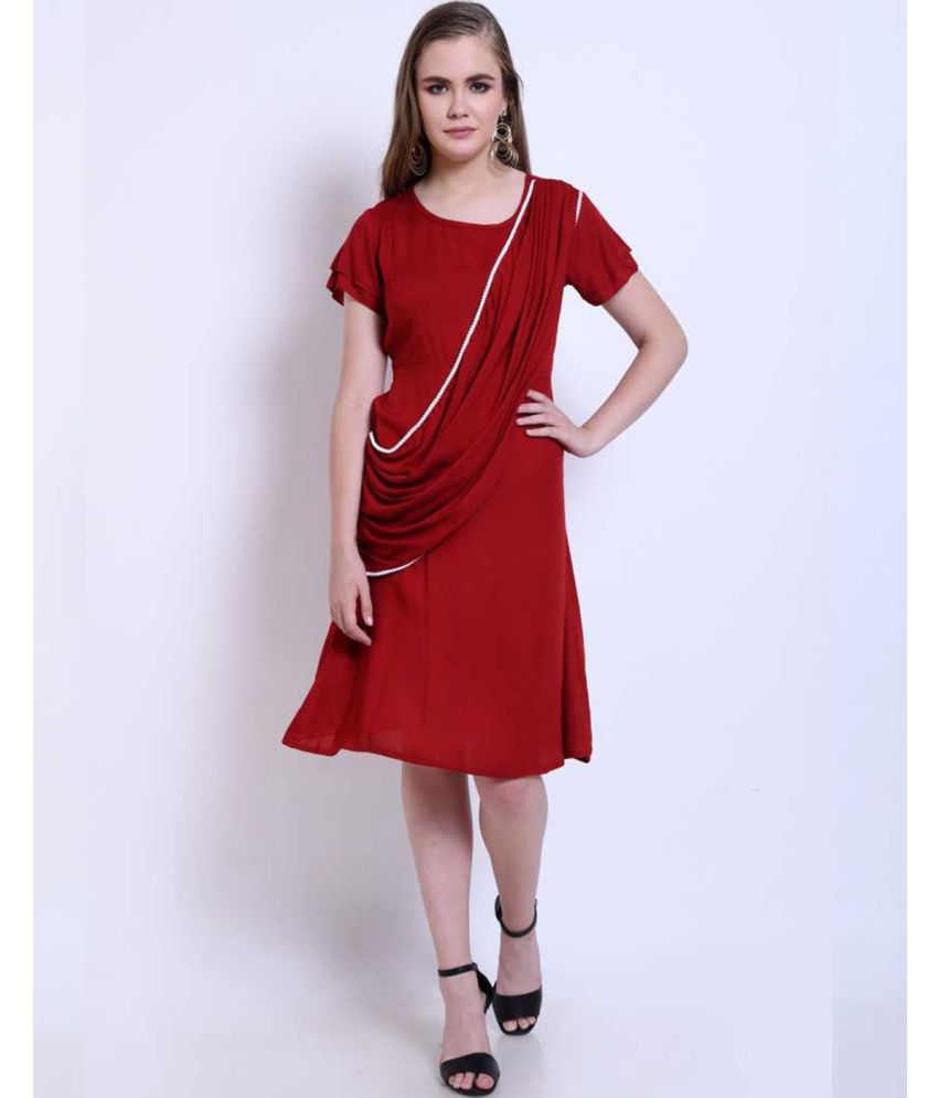     			Addyvero Rayon Red A- line Dress -