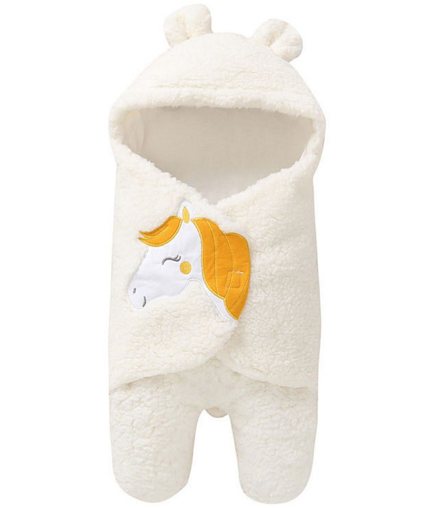 Brandonn White Flannel Baby Blanket ( 68 cm × 35 cm- 1 pcs)