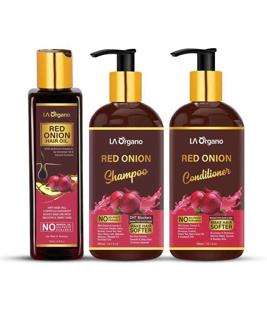     			LA Organo Red Onion Oil, Conditioner & Shampoo For Control Dandruff, Restore Shiny & Smooth Hair