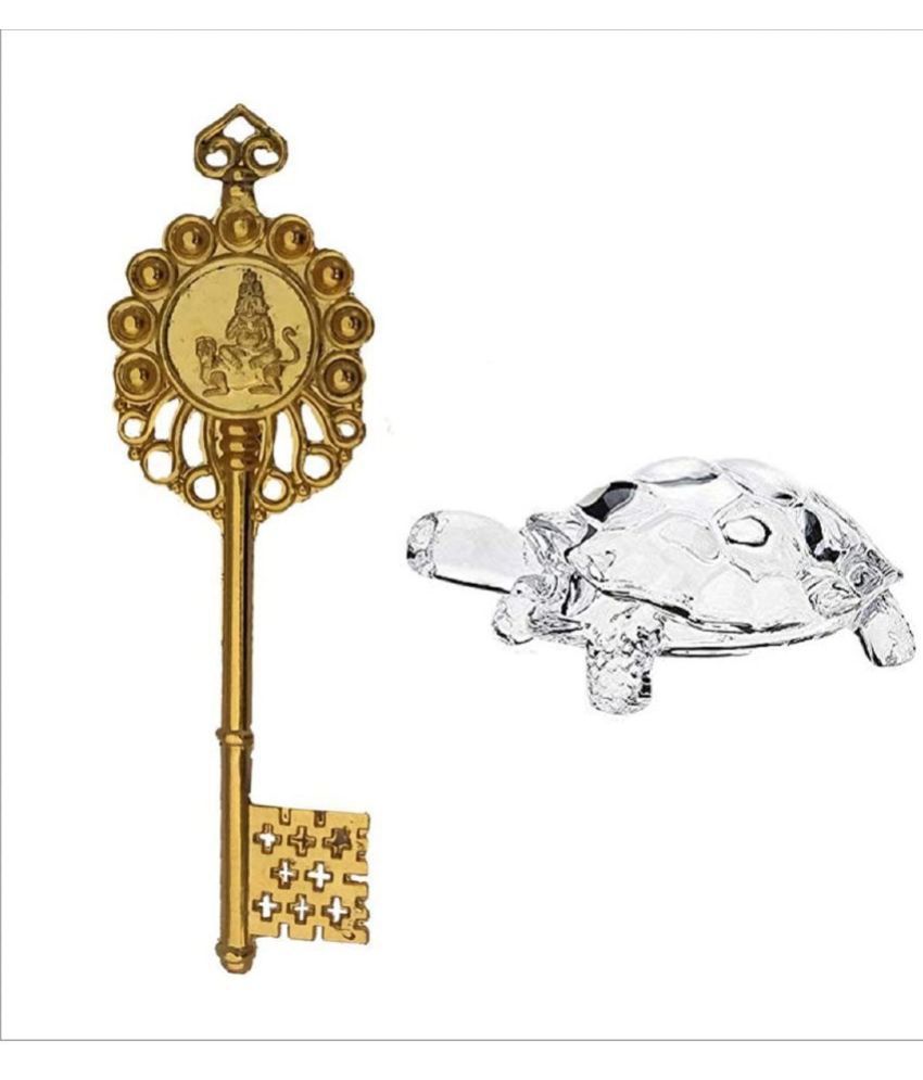     			PAYSTORE Brass Vastu Fengshui Kuber Kunji Key for Money and Prosperity (Gold) / Crystal Turtle Tortoise for Feng Shui and Vastu for Career (Combo of 2)