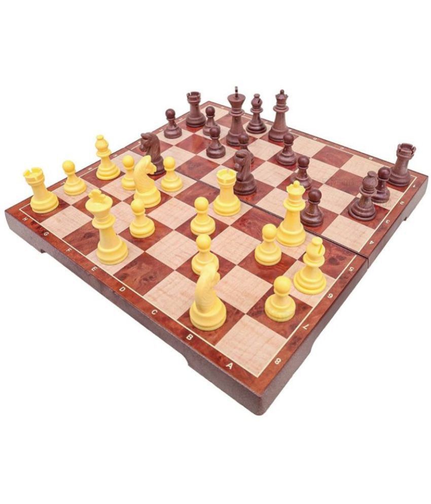 Toyshine Woodlike Magnetic Chess Set with Folding Chess Board and Pieces, Educational Toys for Kids and Adults