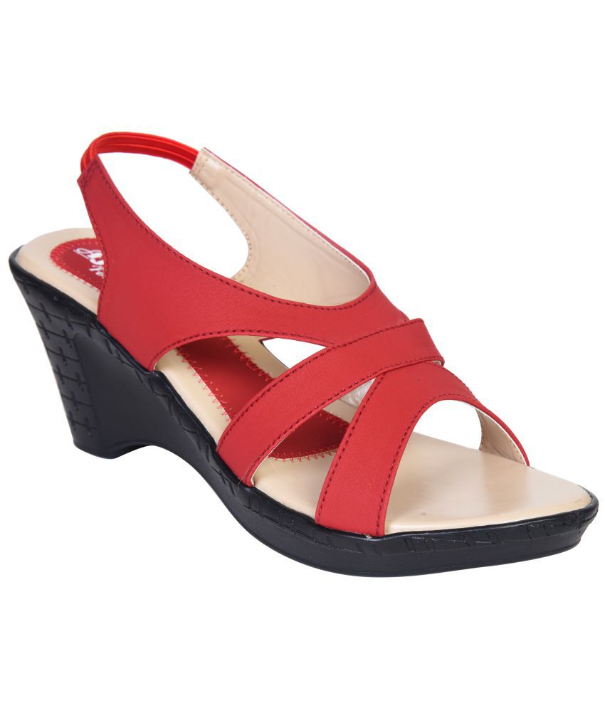     			Ajanta Red Wedges Heels