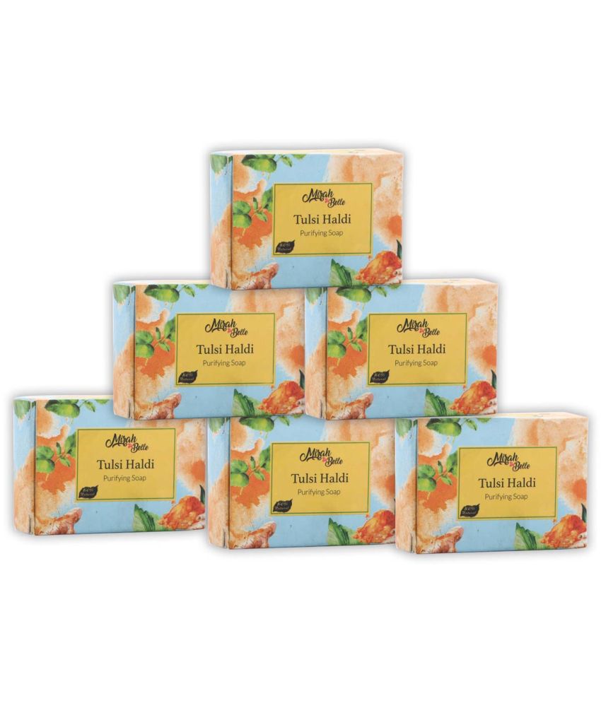     			Mirah Belle Organic Tulsi Haldi Purifying Soap Bar (125 gm) Soap 750 gram g Pack of 6