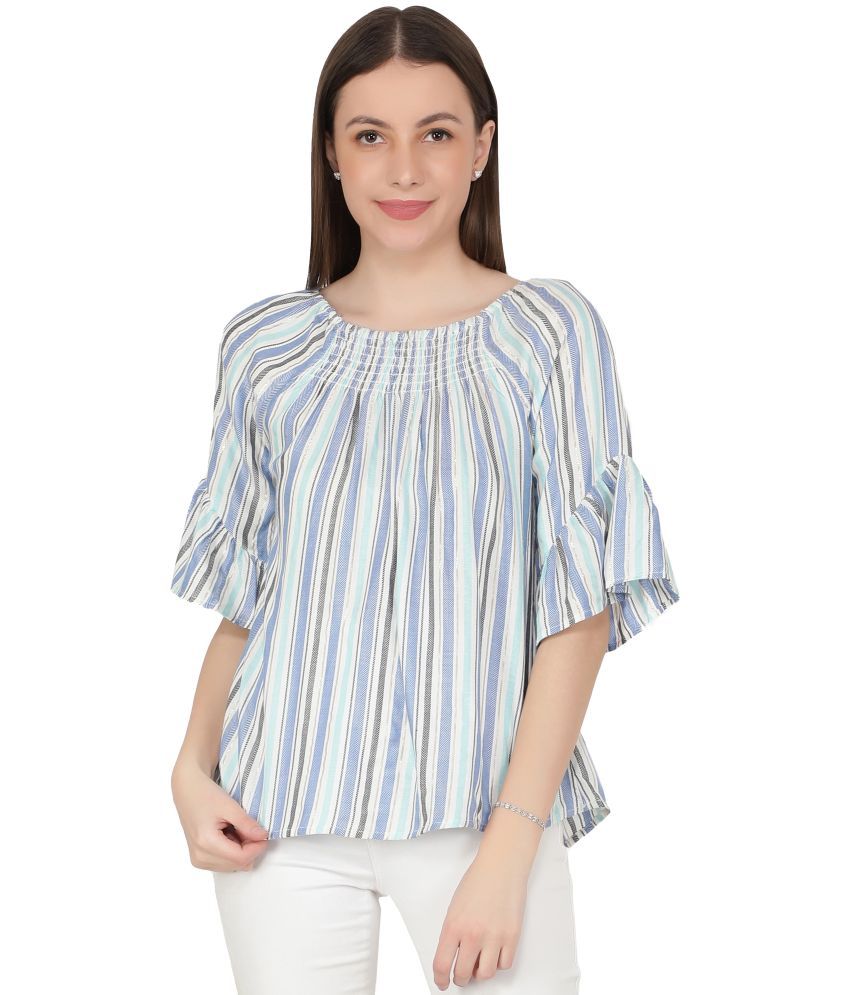     			NUEVOSDAMAS - Blue Rayon Women's Regular Top ( Pack of 1 )