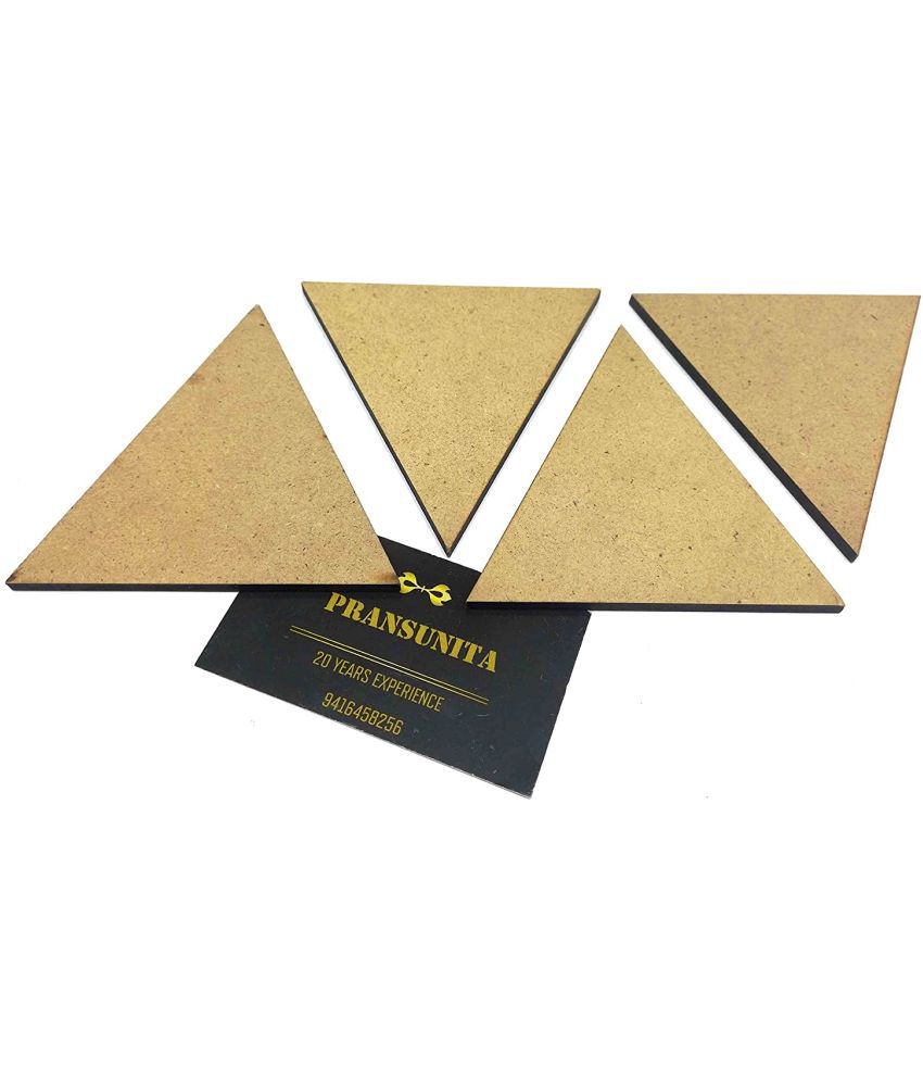     			PRANSUNITA 6 inch Wood Triangle for Crafts, Unfinished Blank MDF Wooden Triangle Slice Cut-Outs for DIY, Door Hanger, Sign, Painting, Decor- 4mm Thickness - Pack of 4 pcs,