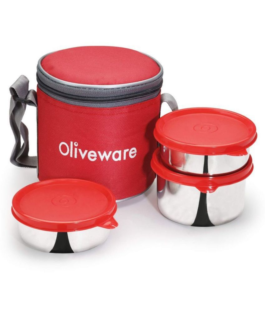 Sopl-Oliveware Red Stainless Steel Lunch Box