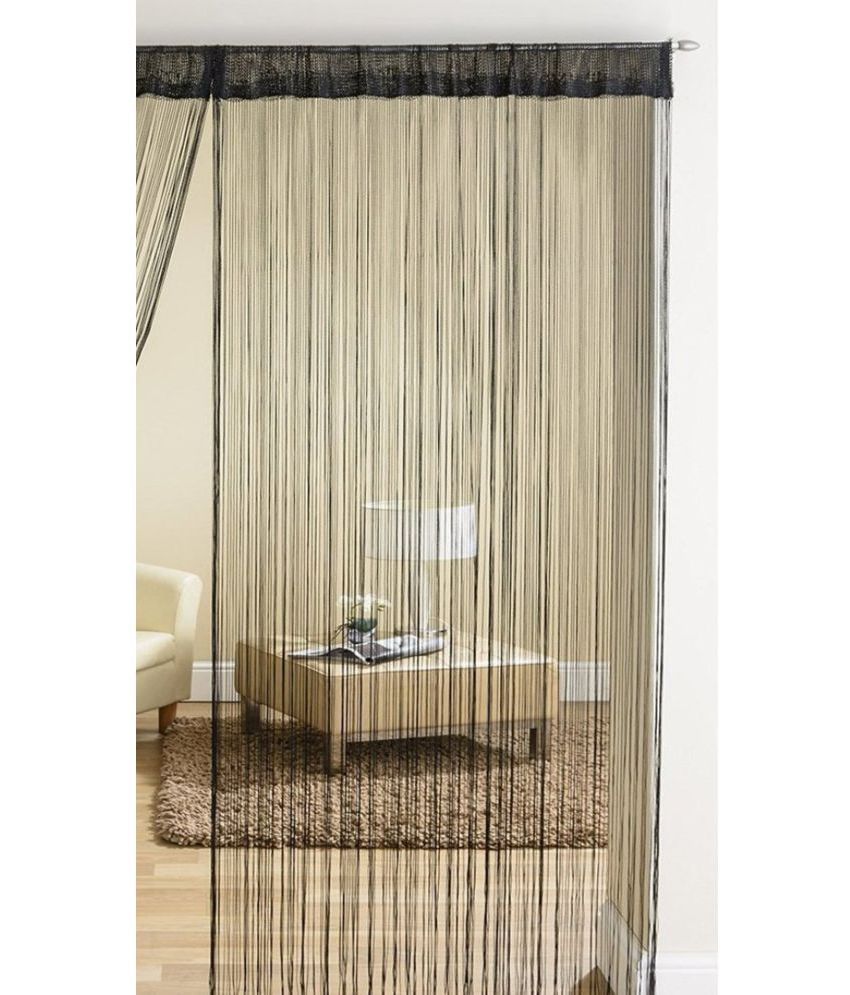     			Homefab India Solid Semi-Transparent Rod Pocket Long Door Curtain 9ft (Pack of 1) - Black