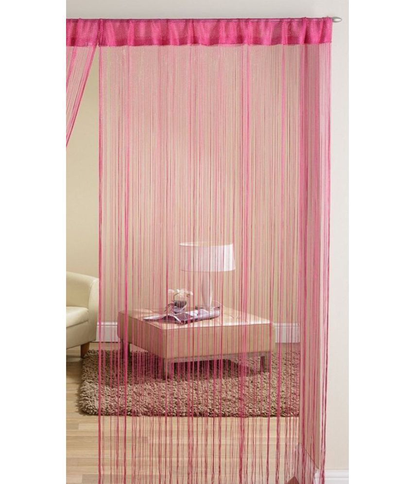     			Homefab India Solid Semi-Transparent Rod Pocket Long Door Curtain 9ft (Pack of 1) - Pink