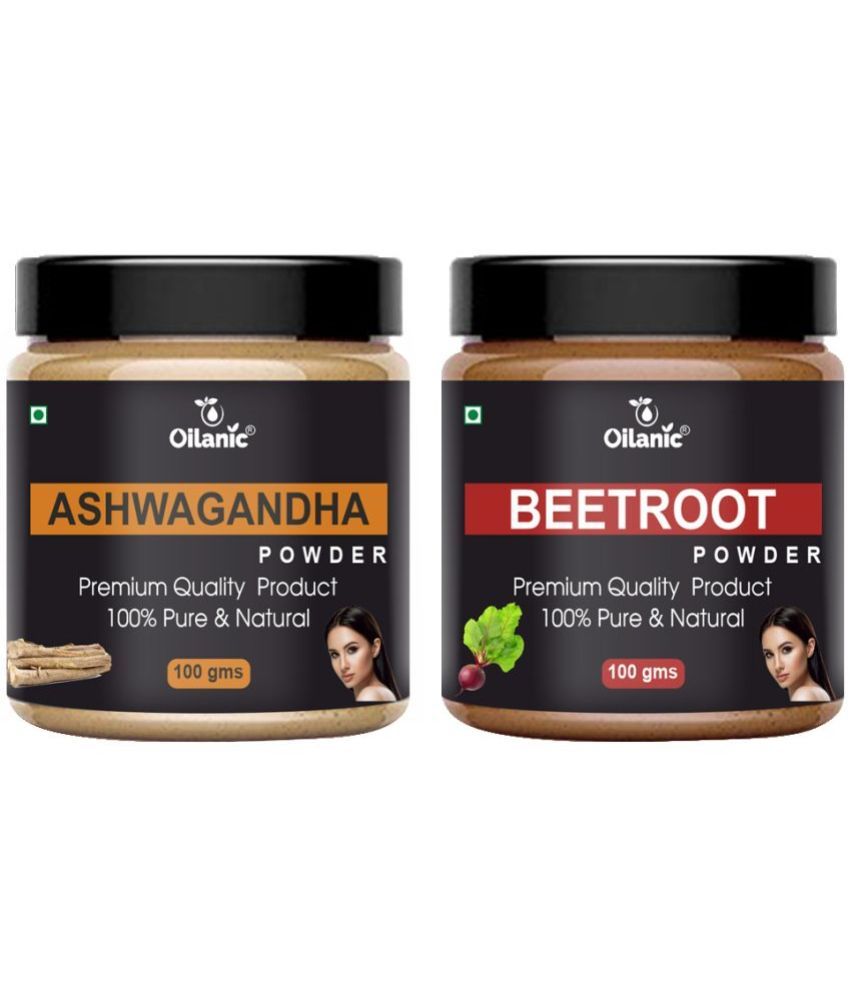     			Oilanic 100% Pure Ashwagandha Powder & Beetroot Powder For Skincare Hair Mask 200 g Pack of 2