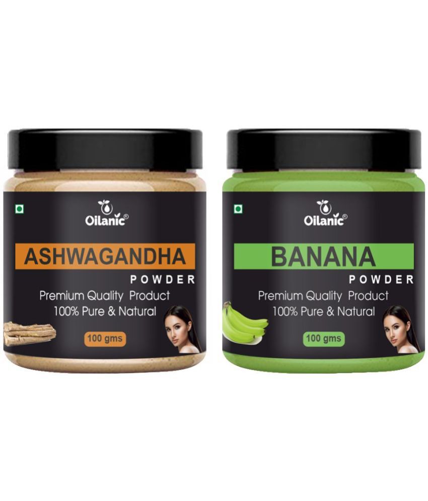     			Oilanic 100% Pure Ashwagandha Powder & Banana Powder For Skincare Hair Mask 200 g Pack of 2