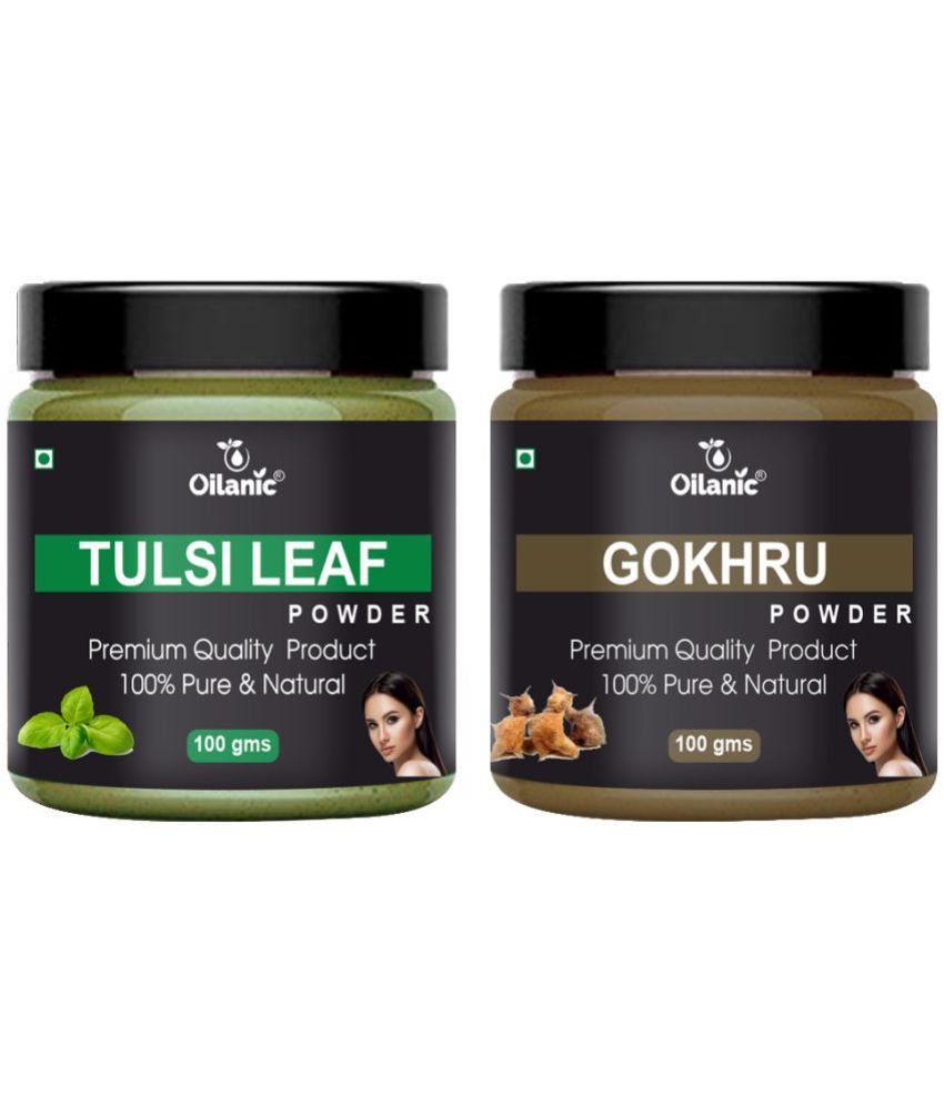     			Oilanic 100% Pure Tulsi Powder & Gokhru Powder For Skincare Hair Mask 200 g Pack of 2