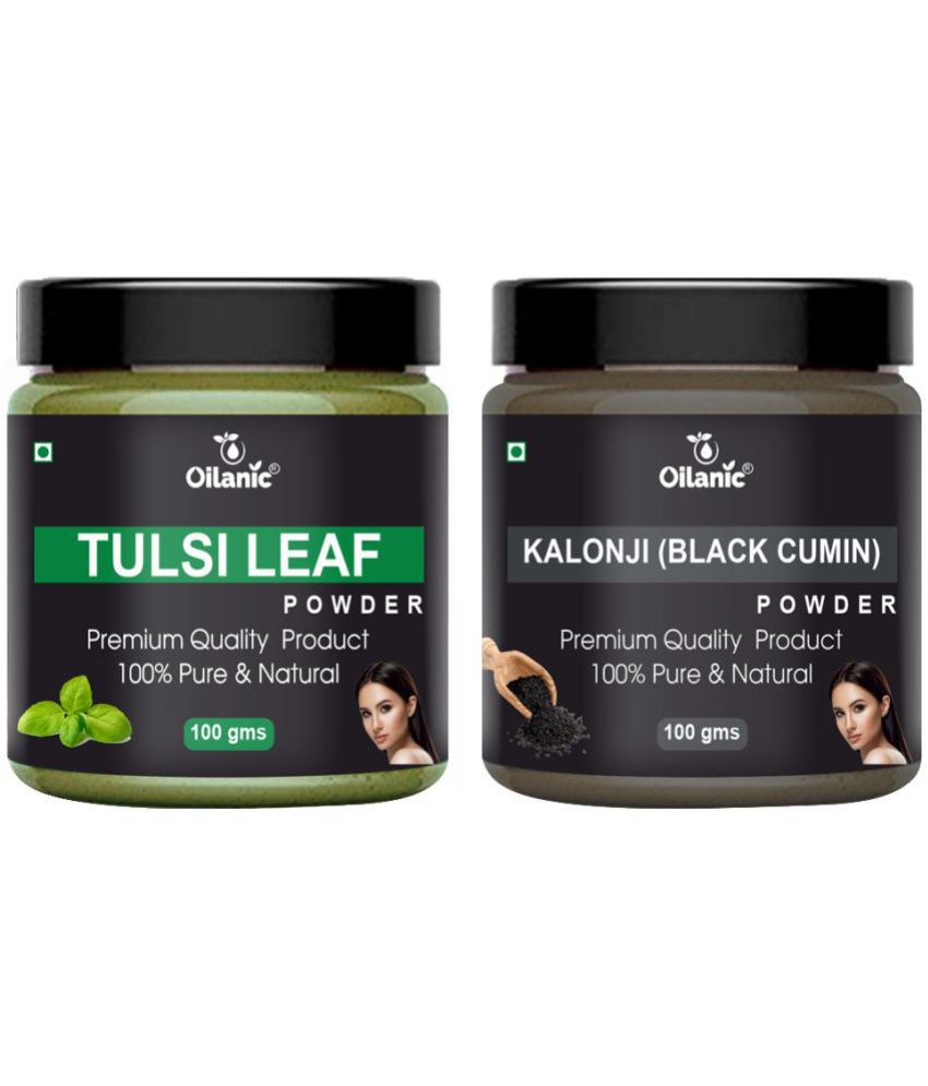     			Oilanic 100% Pure Tulsi Powder & Kalonji Powder For Skincare Hair Mask 200 g Pack of 2