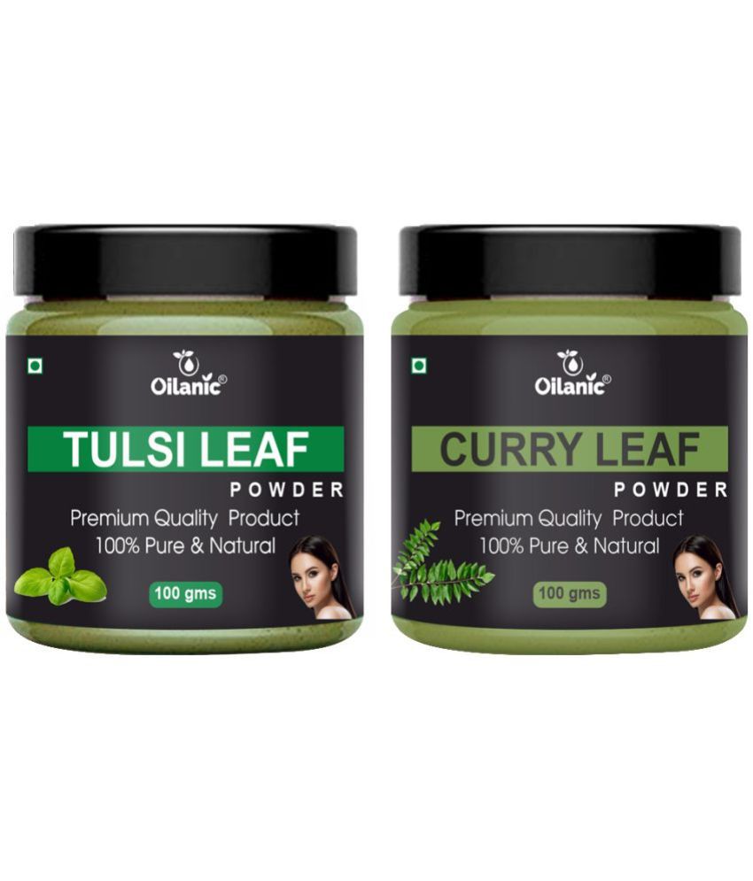     			Oilanic 100% Pure Tulsi Powder & Curry Leaf Powder For Skin Hair Mask 200 g Pack of 2