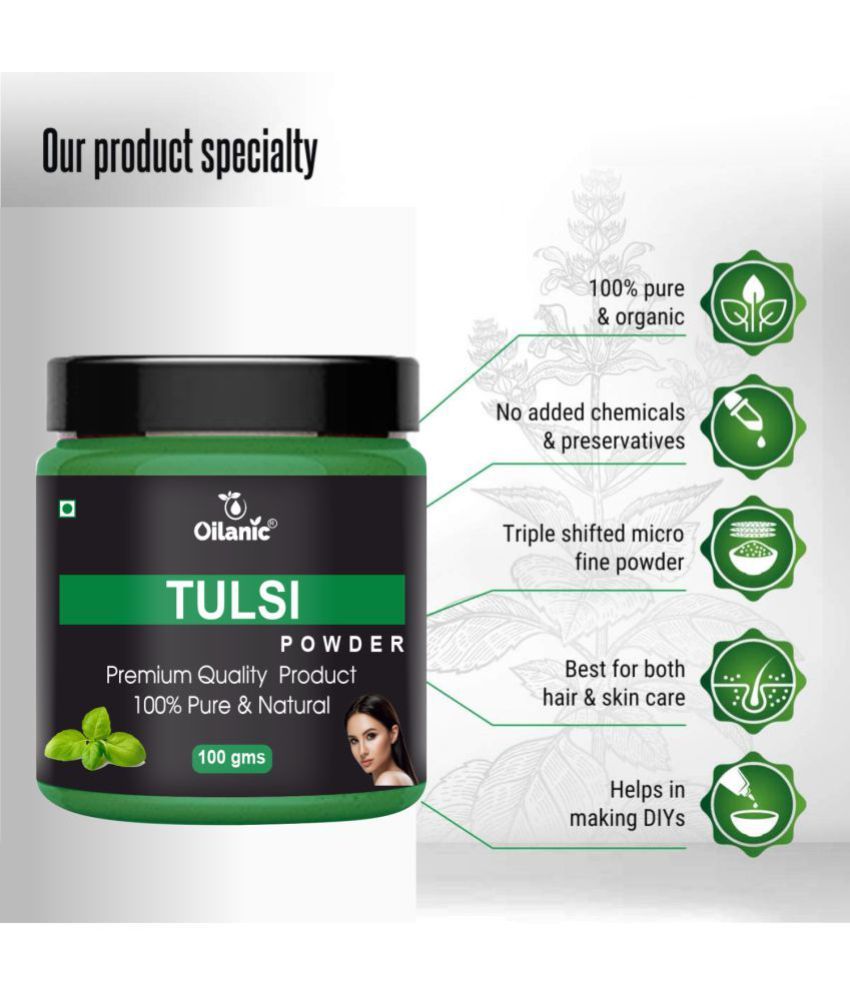 Oilanic 100 Pure Tulsi Powder & Indigo Leaf Powder For Skin Hair Mask