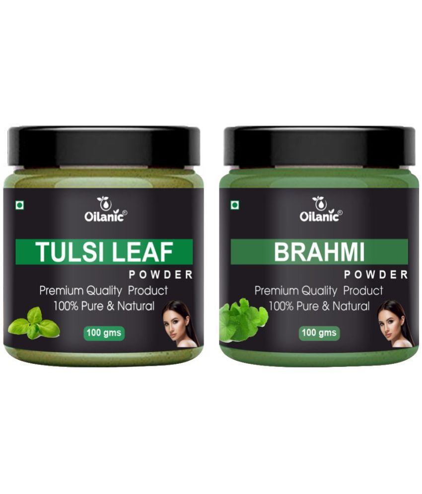     			Oilanic 100% Pure Tulsi Powder & Bhrami Powder For Skincare Hair Mask 200 g Pack of 2