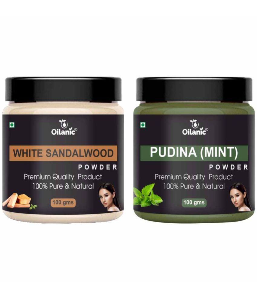     			Oilanic 100% White Sandalwood Powder & Pudina Powder For Skincare Hair Mask 200 g Pack of 2