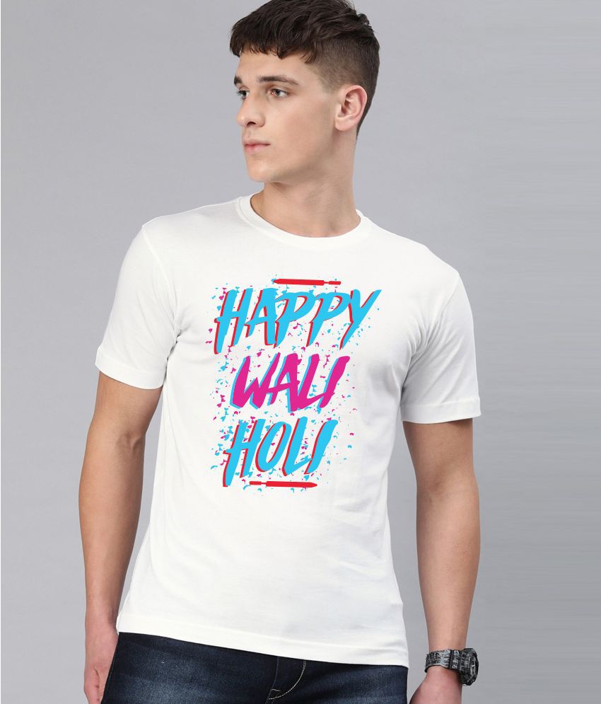     			Be Awara - White Cotton Relaxed Fit Men's Holi T-Shirt  ( Pack of 1 )