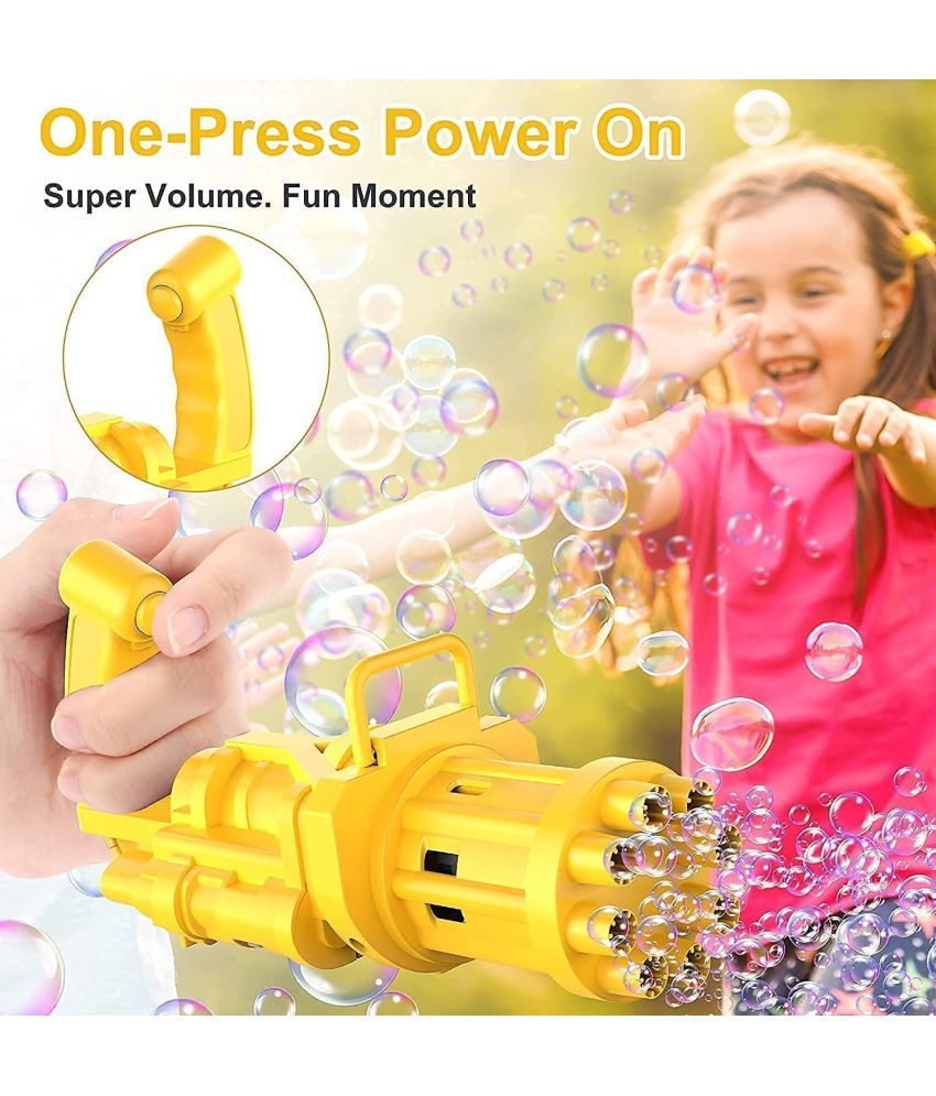 Gatih Bubble Solution with 8-Hole Electric Bubbles Gun for Toddlers ...