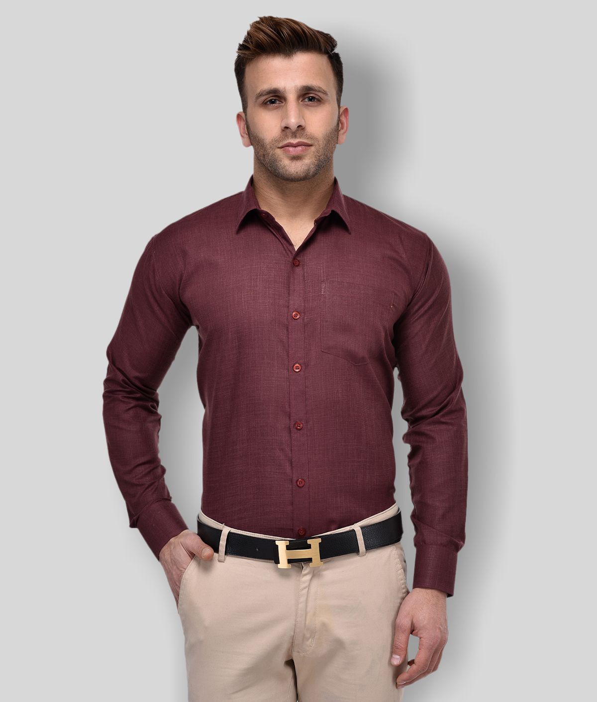     			Hangup - Maroon Cotton Regular Fit Men's Formal Shirt (Pack of 1)