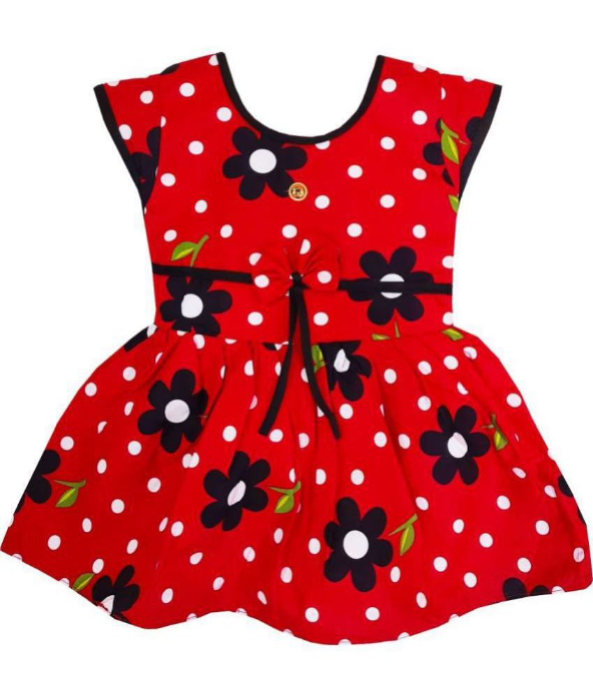     			LITTLE PANDA - 100% Cotton Red Baby Girl Frock ( Pack of 1 )