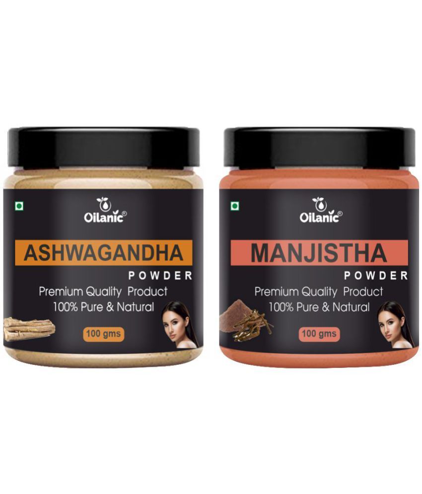     			Oilanic 100% Pure Ashwagandha Powder & Manjistha Powder For Skin Hair Mask 200 g Pack of 2