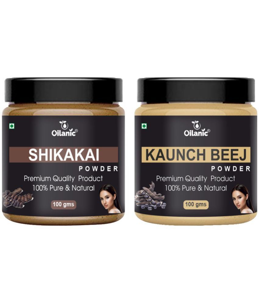     			Oilanic 100% Pure Shikakai Powder & Kaunch Beej Powder For Skin Hair Mask 200 g Pack of 2