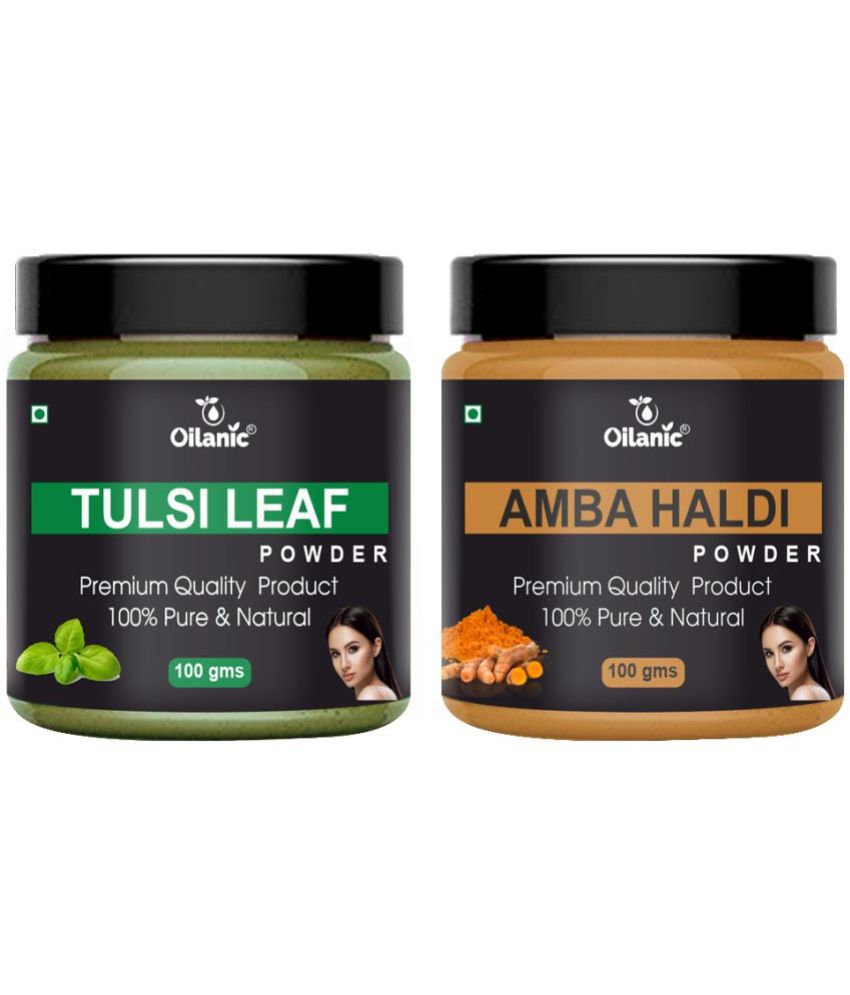     			Oilanic 100% Pure Tulsi Powder & Amba Haldi Powder For Skin Hair Mask 200 g Pack of 2