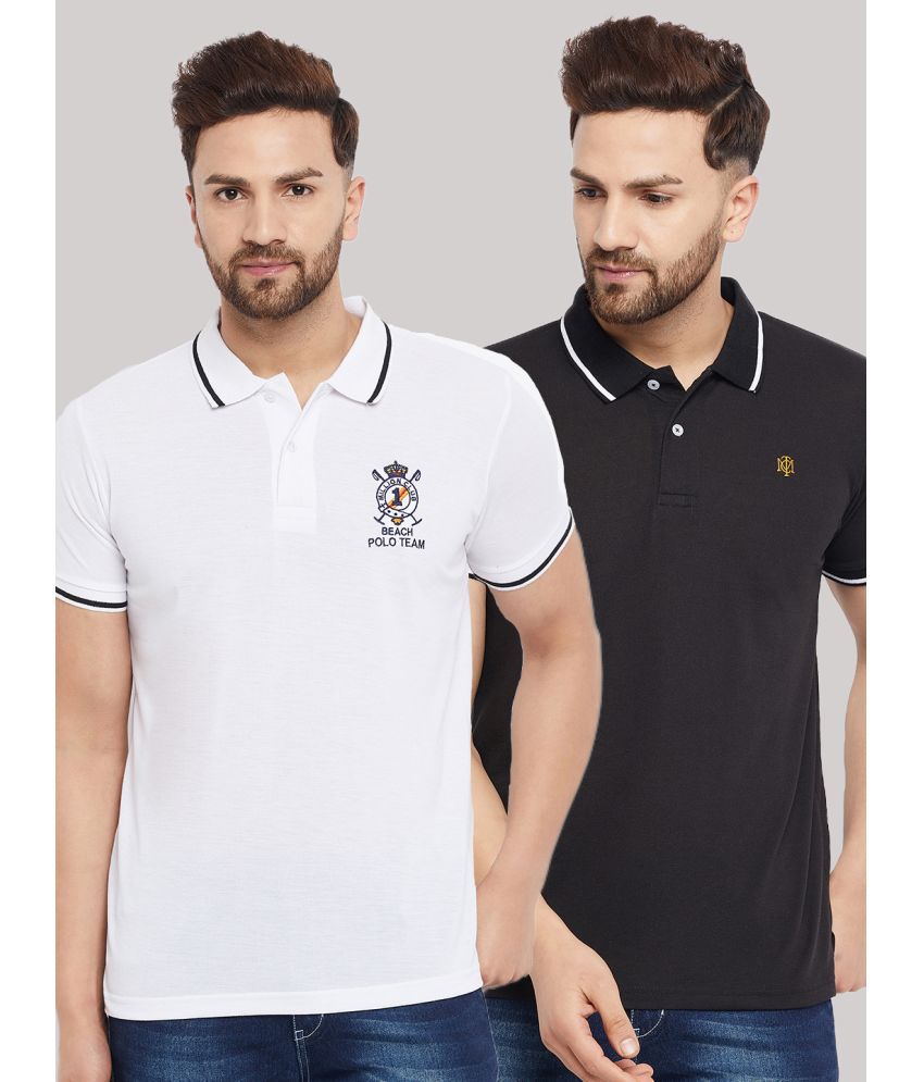     			The Million Club - White Cotton Blend Regular Fit Men's Polo T Shirt ( Pack of 2 )