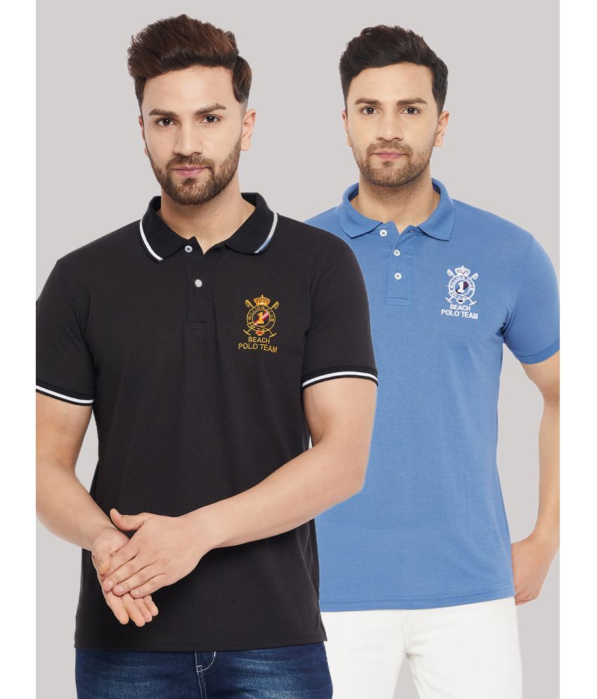     			The Million Club - Cotton Blend Regular Fit Black Men's Polo T Shirt ( Pack of 2 )