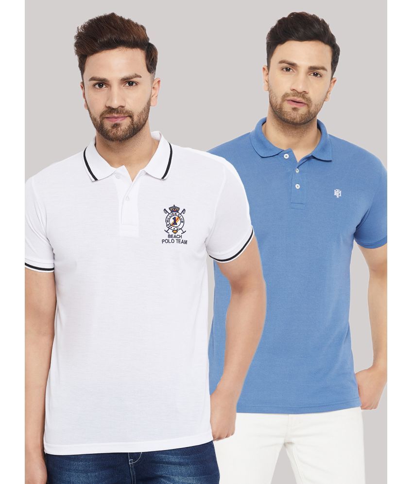     			The Million Club - Cotton Blend Regular Fit White Men's Polo T Shirt ( Pack of 2 )