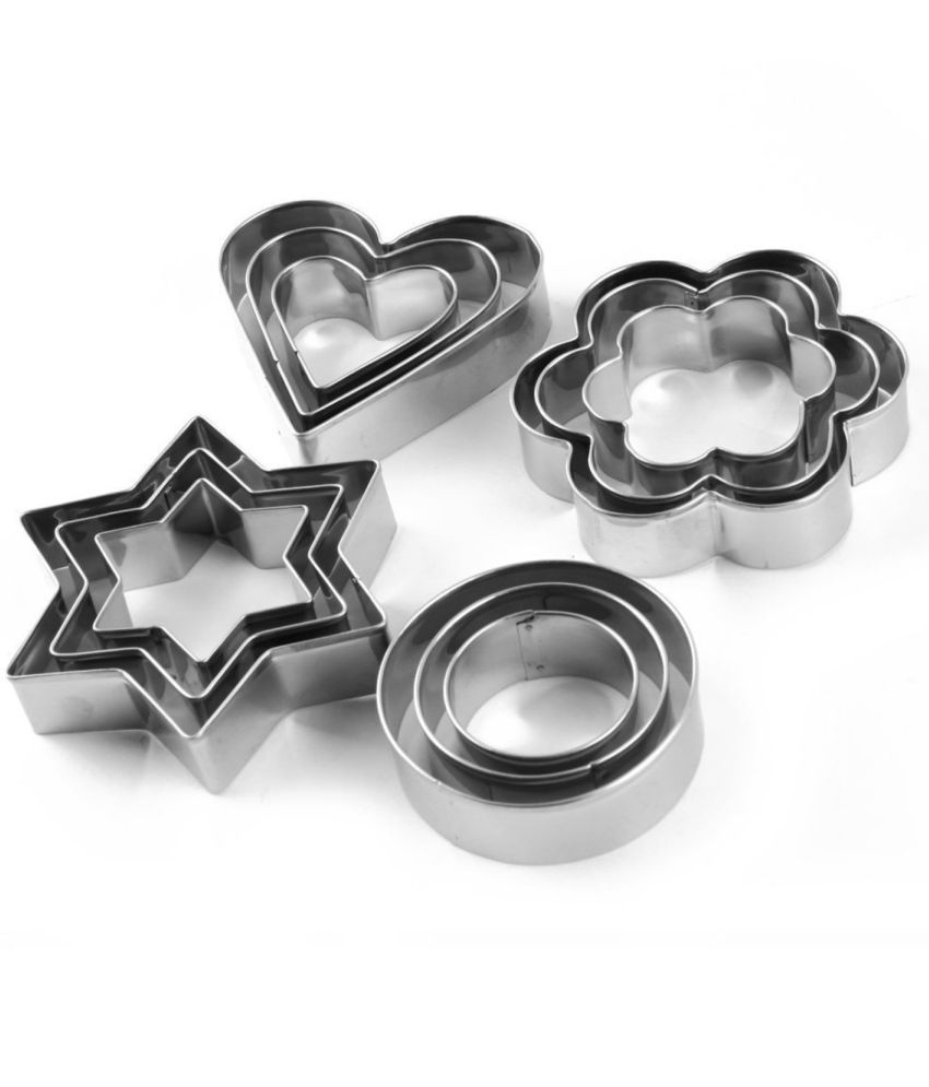     			12pcs Stainless Steel Cookie Cutter Set Pastry Cookie Biscuit Cutter