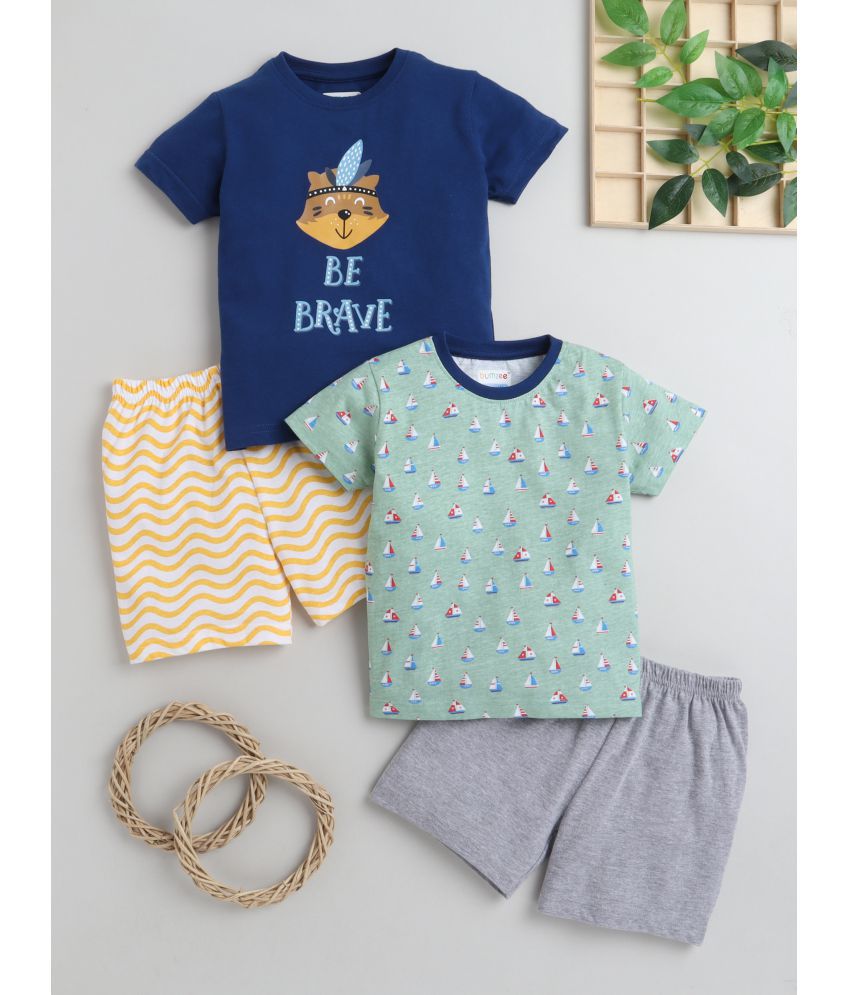     			BUMZEE Navy & Grey Boys T-Shirt & Short Set Pack of 2 Age  - 5-6 Years
