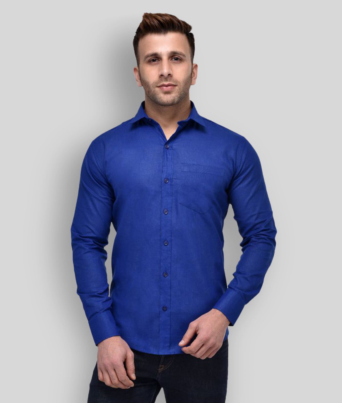     			Hangup - Blue Cotton Slim Fit Men's Casual Shirt (Pack of 1 )