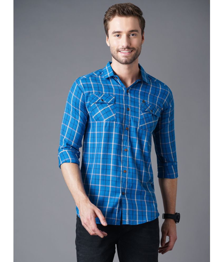     			K-LARA - 100% Cotton Slim Fit Blue Men's Casual Shirt ( Pack of 1 )