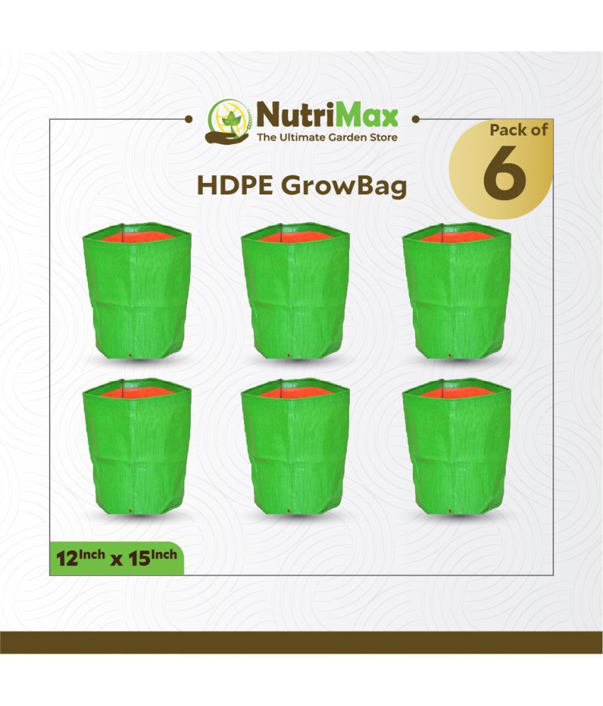     			Nutrimax HDPE 200 GSM Growbags 12 inch x 15 inch Pack of 6 Outdoor Plant Bag