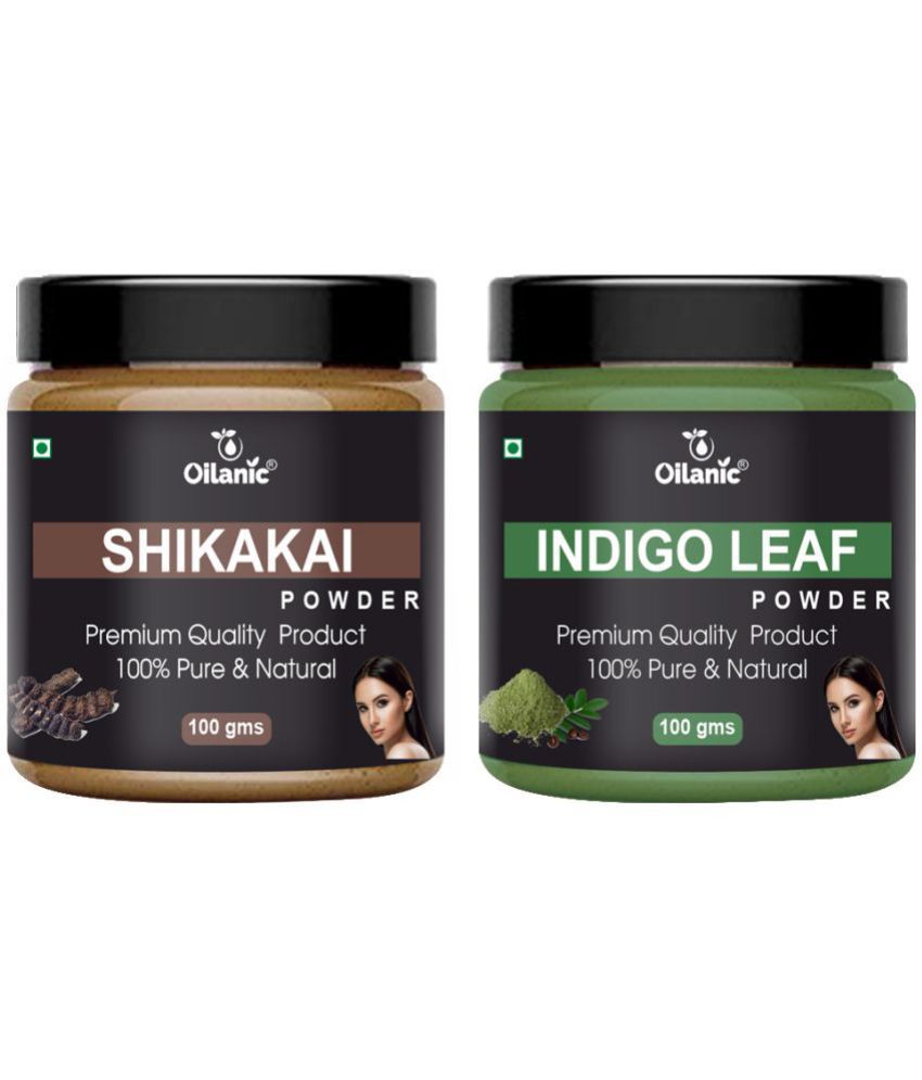     			Oilanic 100% Pure Shikakai Powder & Indigo Leaf Powder For Skin Hair Mask 200 g Pack of 2