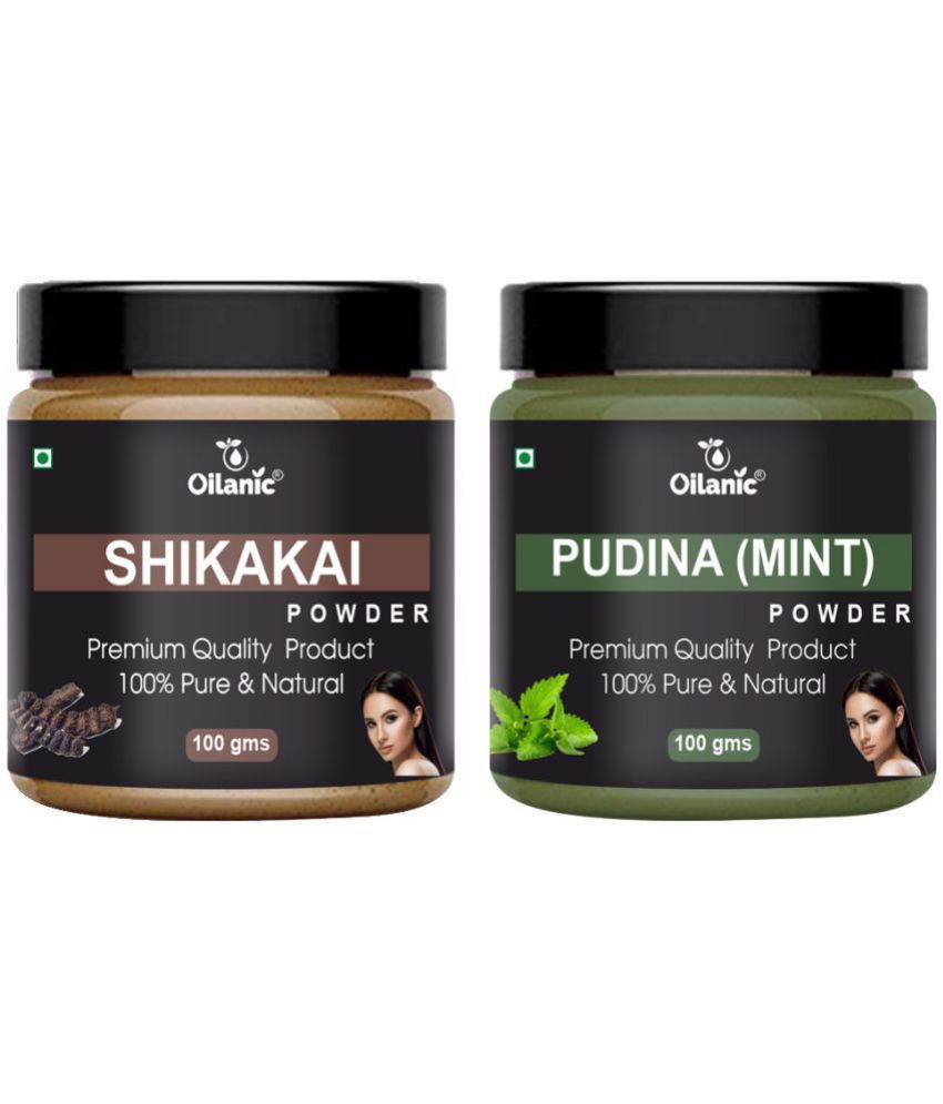     			Oilanic 100% Pure Shikakai Powder & Pudina Powder For Skincare Hair Mask 200 g Pack of 2