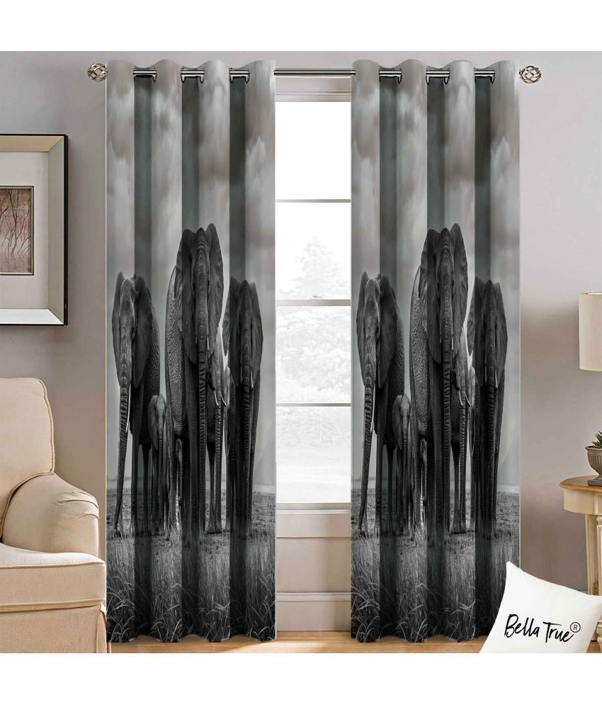     			BELLA TRUE  Set of 2 Window SemiTransparent Eyelet Polyester Multi Color Curtains ( 152 x 113 cm )