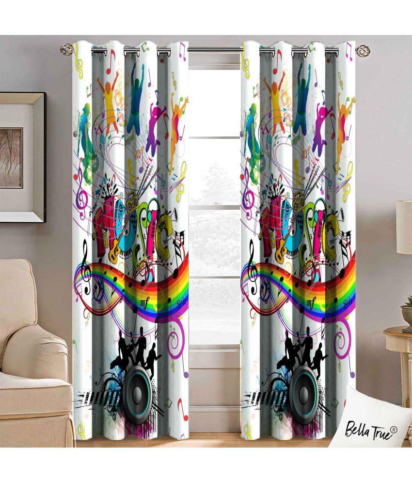     			HOMETALES - Set of 2 Door Semi-Transparent Eyelet Polyester Multi Color Curtains ( 213 x 113 cm )