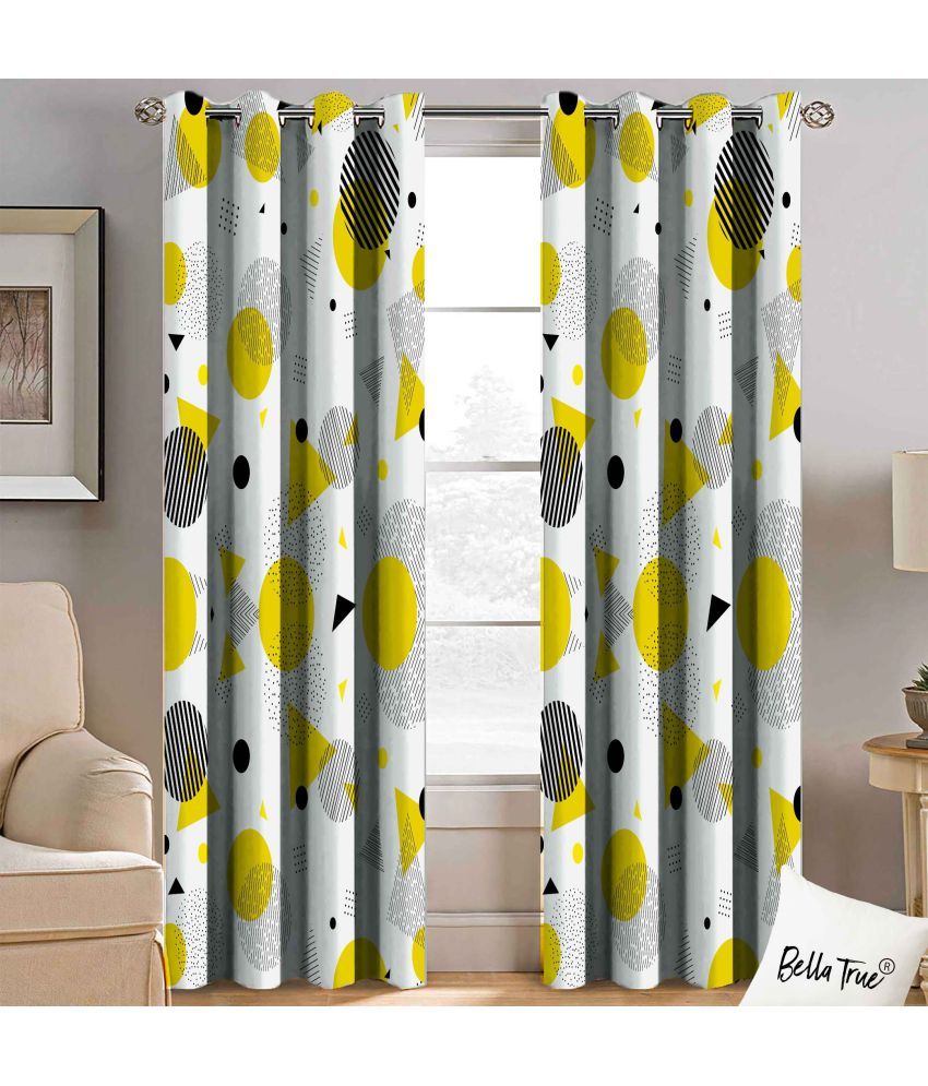     			BELLA TRUE  Set of 2 Long Door SemiTransparent Eyelet Polyester Multi Color Curtains ( 270 x 113 cm )