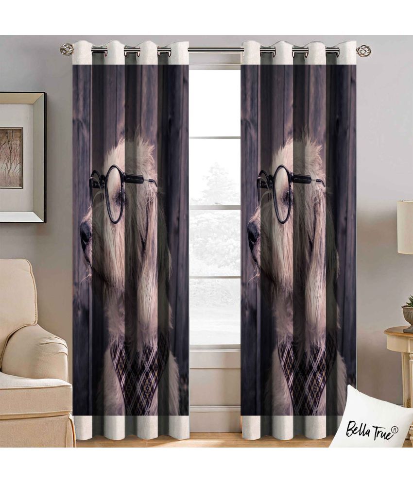     			HOMETALES - Set of 2 Window Semi-Transparent Eyelet Polyester Multi Color Curtains ( 152 x 113 cm )