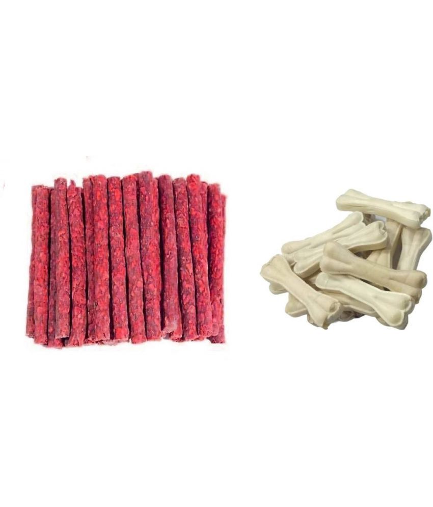     			BLACKNOSE Dog Mutton Munchy Stick Pack of 500gm + 12 Bones of 4 Inch Combo